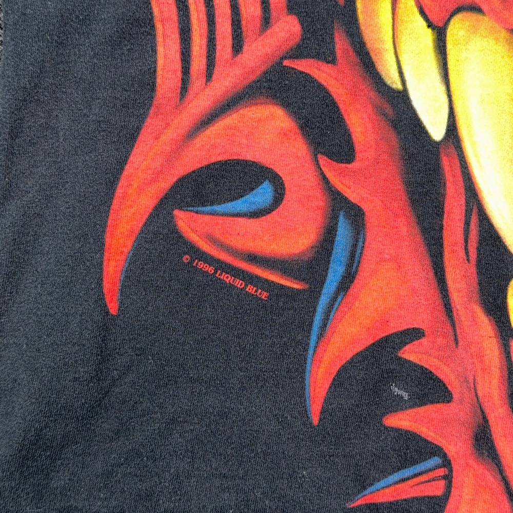 Liquid Blue AOP Dragon Graphic T-Shirt 1996 Vintage Double Sided Black XL Mens - Picture 3 of 9